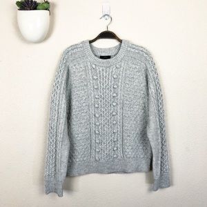 •J.CREW• Gray Popcorn Cable Knit Pullover Sweater